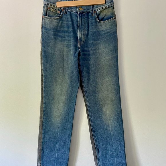 B Sides Arts Mid High Straight Two Tone Jeans - Picture 7 of 11